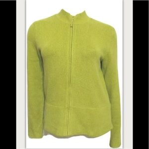 Eileen Fisher Chartreuse Zipper Sweater Medium